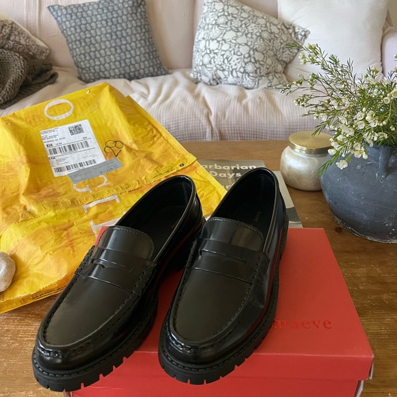 Maeve Sleek Black Leather Loafers new with tags - Picture 2 of 4